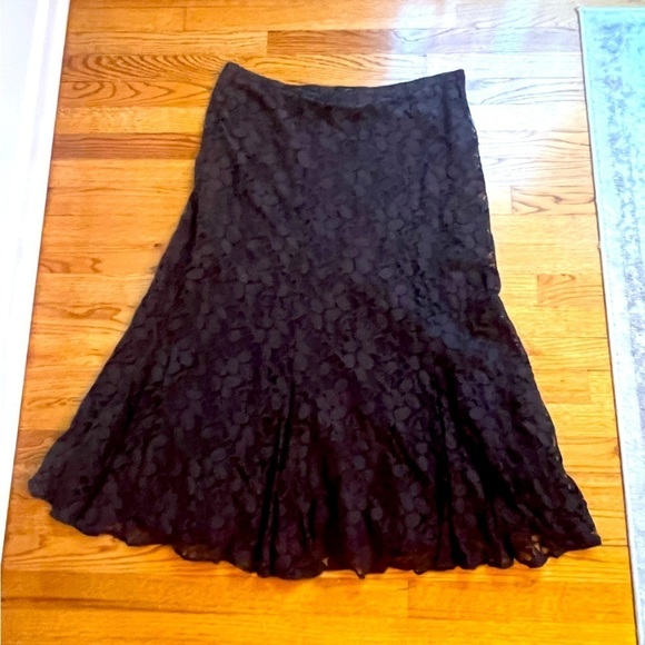 CHICO’S Black Floral Lace Goth Fairy Fit and Flare  Skirt Size 2 - Picture 1 of 4